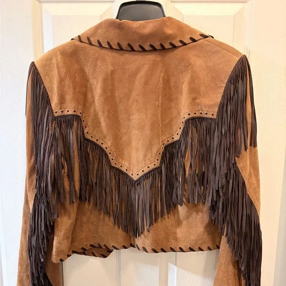 Scully Tan Suede Leather Jacket with Fringe - Picture 2 of 3
